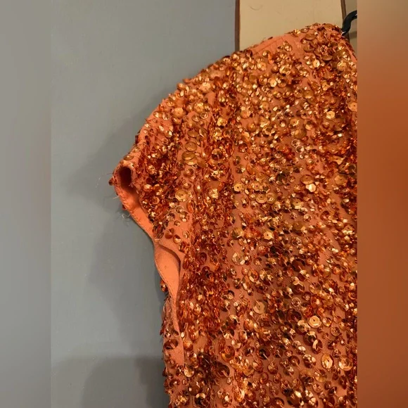 Mac Duggal (10766) Short Sleeve Cocktail Dress-NWT-Size 14-Copper - Picture 10 of 13